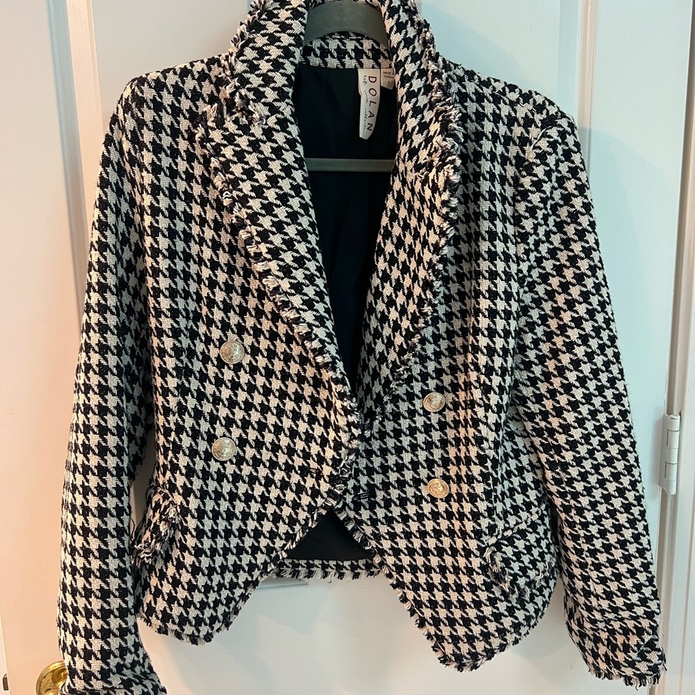 Dolan Black and White Houndstooth Blazer